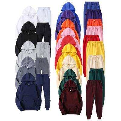 China Wholesale Cheap Anti-wrinkle Polyester Men's Plain Sweater Set Clothing Set OEM Unisex Custom Logo Blank Sweatpants and Hoodie for sale