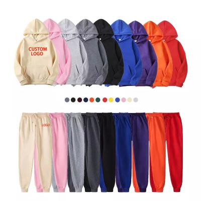 China Viable Custom Logo Unisex Tracksuit Set Polyester 100% Oversized Blank Mens Hoodie Set Heat Transfer Sublimation Hoodies Wholesale Set for sale