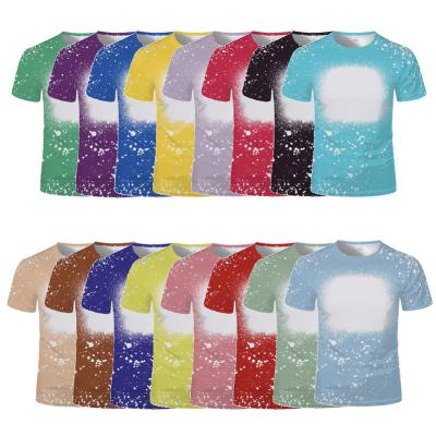 China US Size Kids Adult S-4XL Bleached Sublimation Shirts Halloween DIY Anti-pilling Fake 100% Polyester Bleached Shirts For Sublimation Printing for sale