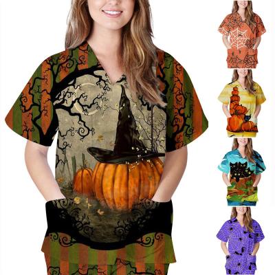 China Anti-pilling Customized Oversize Printing Sublimation Bleached T-shirts High Quality Polyester Cotton Feeling 3D Printed Halloween T-shirts for sale