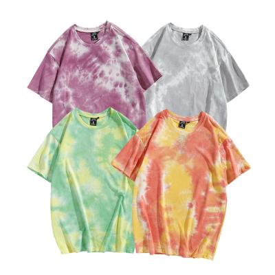 China Wholesale Round Neck Anti-pilling Short Sleeve Tie Dye Printing Oversized Custom Logo Blanks Cotton Womens Mens T-shirt 100% Custom T-shirt for sale