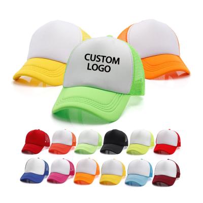 China COMMON wholesale cheap custom hat men's logo foam embroidery logo polyester sublimation sublimation trucker hat high quality hat for sale