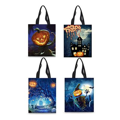 China Custom Made Handled Women Leisure Shopping Bag The Nightmare Before Christmas Tote Bag Coolest Halloween Skull Printing Eco Handbag for sale