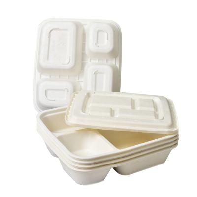 China High quality biodegradable four-compartment disposable biodegradable starch lunch boxes are suitable for use in schools and restaurants for sale