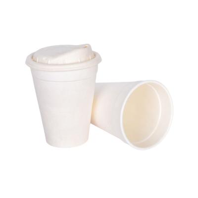 China Biodegradable Customizable Logo Cornstarch Paper Tea Cup Coffee Mug With Lid Cup for sale