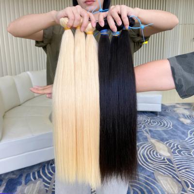 China Silky Straight 613 Honey Blonde Raw Virgin Cuticle Wave Factory Lined 100% Brazilian Hair Bundles Hair Extensions Mink Hair Vendor for sale