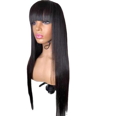 China Natuar Brazilian Straight Black Hair Wig 12a Grade Bangs High Quality Natural Straight Hair Wigs For Black Women for sale