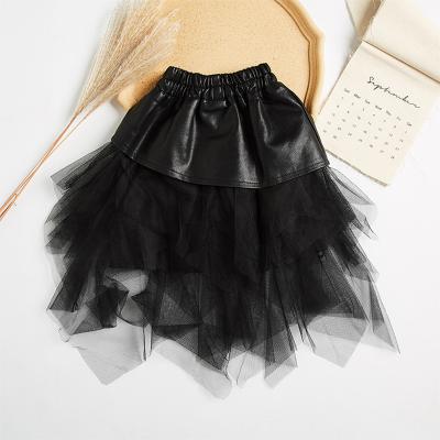 China Factory Direct Breathable Hot Sale Girls Baby Tull Dirty Skirt Leather Skirts Fashion Babies PU Leather Skirts for sale