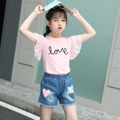 China 2021 sweet summer wear high quality children clothes children 2 pieces set girl's clothing set for sale