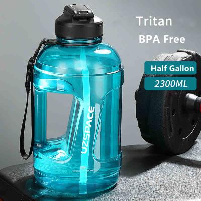 China UZSPACE Tritan BPA Free Viable Hydration With Leakproof Motivational Reminder Plastic Half Gallon Marker Time Big Water Bottle for sale