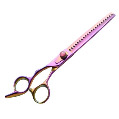 China Sustainable MPT41 RAINBOW REVERSED Wholesale CHUNKER Pet Grooming Curved Scissors For Home Pet Trimming for sale