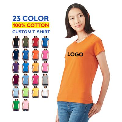 China Wholesale 180gsm Cotton Ladies Blank Single T-shirt Anti-wrinkle Custom 100% LOGO Printing Embroidery for sale