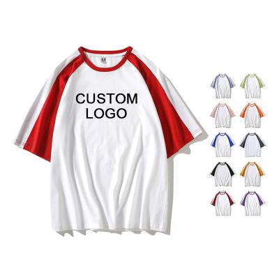 China Anti-Wrinkle Contrast Color 200Gsm Cotton Raglan High Quality Customized T-shirts Logo Printing Plus Size Unisex Anti-Wrinkle Half Sleeve for sale