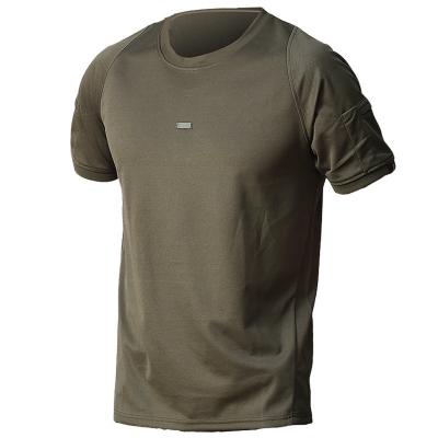 China Custom Sports Anti-wrinkle T-shirts Mens High Quality Quick Dry Outdoor Tactical T-shirt With Multifunctional Arm Bag for sale