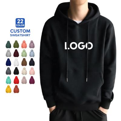 China High Quality White Custom Loose Cotton Anti-Wrinkle Pullover Fitness Hoodie Men's Simple 100% Tracksuit Sweatshirts Plus Size Men's Hoodies for sale