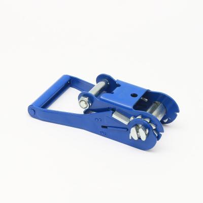 China Best Price 2 Ton 50mm Inch 6 Ton Steel Heavy Duty Metal Ratchet Buckle Blue Paint Spray Ratchet Tie Down Strap Buckle for sale