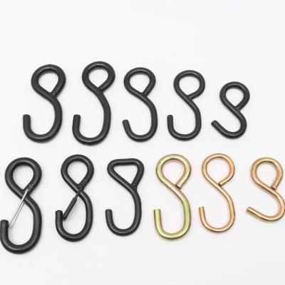 China Ningbo China factory heavy industry 1 inch 1200kg black PVC coated S hook with safety pins for tie down strap for sale