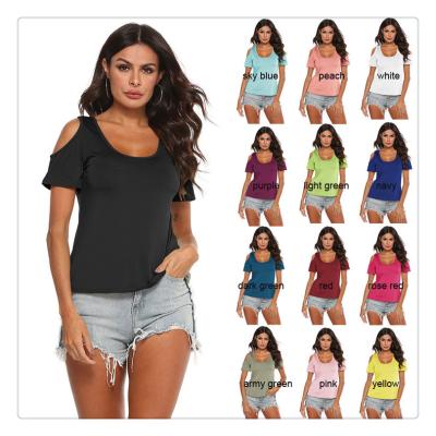 China Fashion Breathable Women Full Off Shoulder Single Round Neck Plus Size 5xl Casual T-shirt For Wholesales for sale