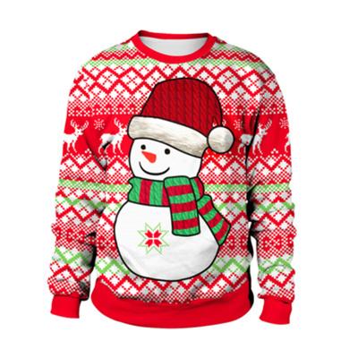 China Breathable New Design Sublimated Round Neck Pattern Christmas Pullover Unisex Hoodie for sale