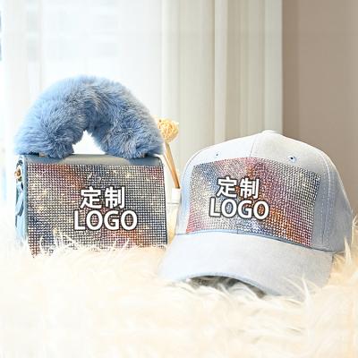 China Fashion 2021 Fashion Brand Luxury Designer Diamond Bags PU Handbag For Women Vintage Cross - Body Bucket Fur Hat And Purse Set for sale