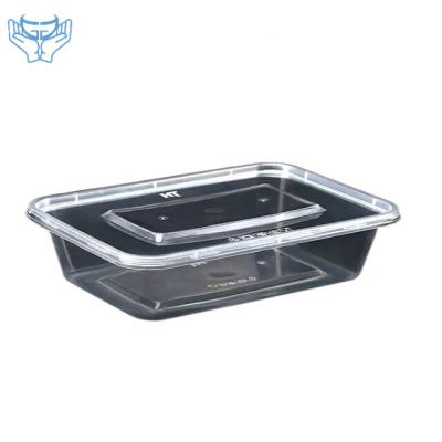 China Disposable Rectangular Plastic Microwave Container 500ml Freezer Food Container Leakproof Disposable Food Delivery Box for sale