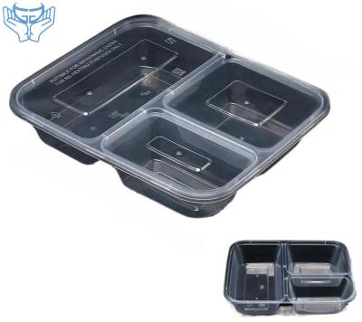 China 3 Compartment Disposable Microwave Disposable Plastic Square Food Containers for sale