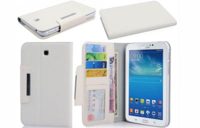 China 7 Card Holder Tablet PC Leather Case Wallet For Samsung Galaxy Tab 3 , White for sale