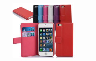 China Wallet Design Extra slim Mobile Phone Leather Case For iphone 5 with 2 Card Holders for sale