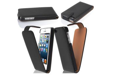 China Vertical Flip Apple iPhone Leather Cases with Plain Weave , PU Cover for iPhone mini for sale