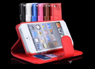 China Hybrid Wallet Apple iPhone PU Leather Cases Stand for iphone 5 , Black / White / Red for sale