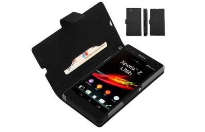 China Custom Color Sony Xperia Leather Case , Sony Xperia Z L36i L36H C6603 Wallet Cover for sale