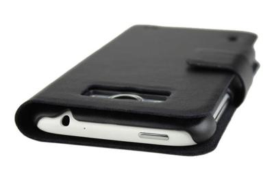 China Wallet Design HTC Leather Phone Case For HTC Sensation XL X315 X315e G21 , Black for sale