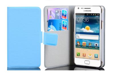 China Wallet Design Samsung Galaxy S2 SII i9100 PU Leather Phone Case with Button for sale