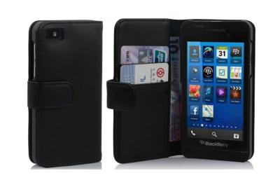 China Tipo bolsa del negocio del soporte de la caja del teléfono celular de la cartera del cuero para Blackberry z10 en venta