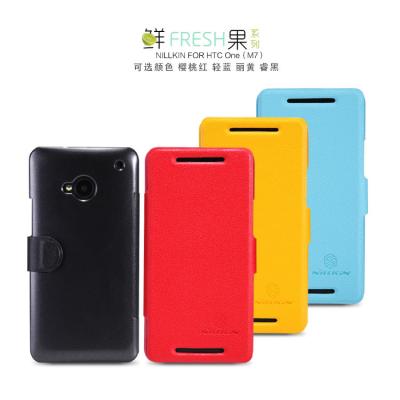 China Blue PU HTC Leather Phone Case , Slim HTC ONE M7 Flip Cover for sale