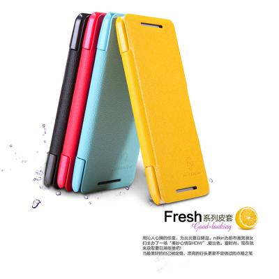 China Yellow Anti-scratch HTC Leather Phone Case , HTC ONE Mini M4 601E Flip for sale