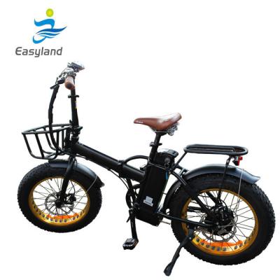 China Aluminum Alloy 48V 500W 20 inch Folding Fat Bike with Front Basket for sale