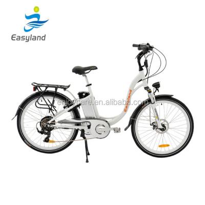 China White Aluminum Alloy EN15194 Chinese 26inch Lady Long Range Electric City Bike for sale