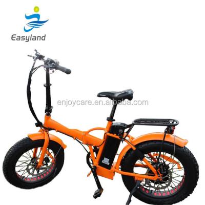 China 2018 Aluminum Alloy 20inch 48v 500w Fat E-bike Orange Folding Tire Bike for sale