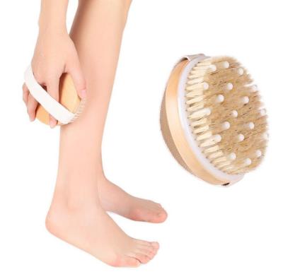 China Natural Natural Wood Wet Dry Skin Body Brush Bristle Bath Brush With Massage Beads for sale