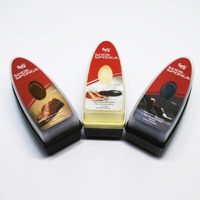 China Shoe Polish Oil Filled Instant Hotel Shoe Shine Sponge 13.3*5.3*4.8cm Disposable Shoe Sponge for sale