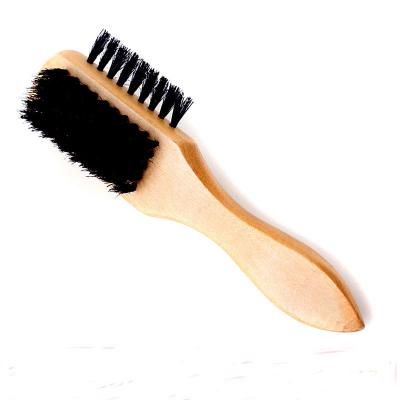 China Long Handle Shoe Brush Double Sided Wooden Shoe Cleaner Brush Pig Hair Bristle Shoe Brush for sale