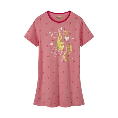 China 2020 Summer Sale Lovely Girl Cartoon Sleep Dress Girl Pajamas Kids Cotton Breathable Warm Short Sleeve Nightgown for sale