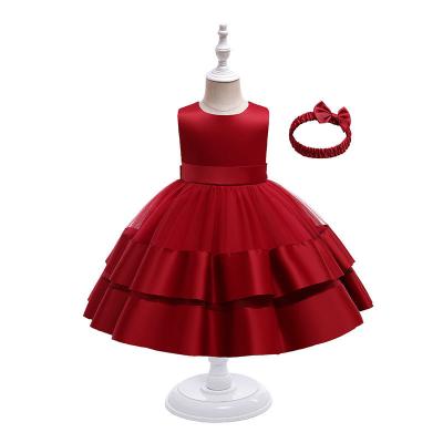 China Anti-Wrinkle Girls Dresses Designs Short Sleeve Kids Ball Gowns Lace Up Applique Kids Clothes Little Girl Birthday Dress Up Dress for sale