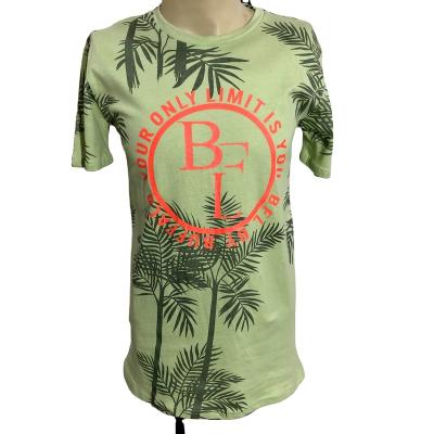 China Custom Anti-Wrinkle Mens Short Sleeve Tee Digital Print Plus Size Floral Leaves Knitted Graphic T-Shirt Custom Logo High Street Pattern for sale