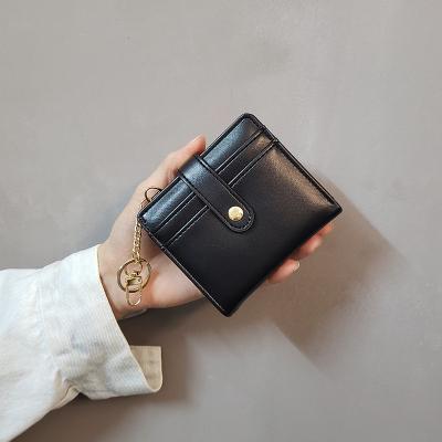 China NO Wallet Women Men PU Leather Mini Credit Card Case With ID Window Pocket Purse Key Chain And Card Holder for sale