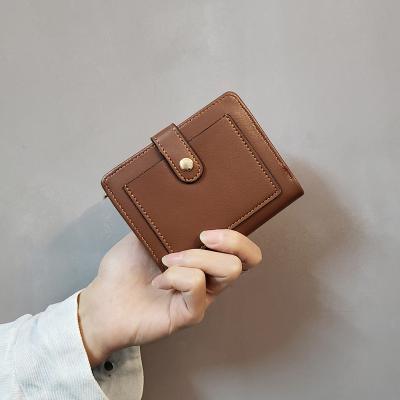 China NONE For Girls Purse Wholesale Hand Wallet Woman Designer Short Coin Purse Thread Solid Color PU Leather for sale