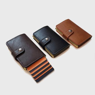 China ODM Front Pocket Wallets Fashion OEM RFID Blocking Slim Aluminum Credit Card Bifold Holder Money Clip Pop Up Wallet For Men for sale