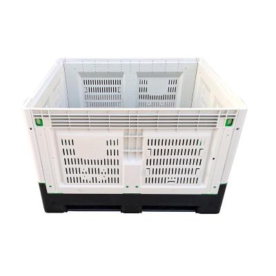 China 2022 New Arrival Recycled Agricultural Industry Foldable Plastic European Pallet Box With Drop Door for sale