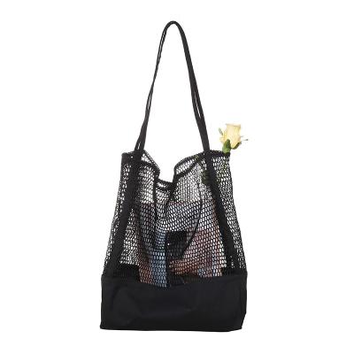 China Hollow Canvas Tote Bag Blank White Mesh Shoulder Cotton Eco-friendly Durable Shopping Bag For Women for sale